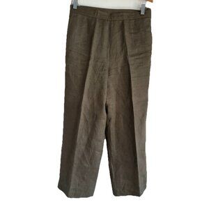 VTG Talbots Petites Womens Irish Linen Pants Sz 8 Brown Straight Lined Classic